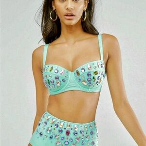 Embellished Mint Green Bikini Set